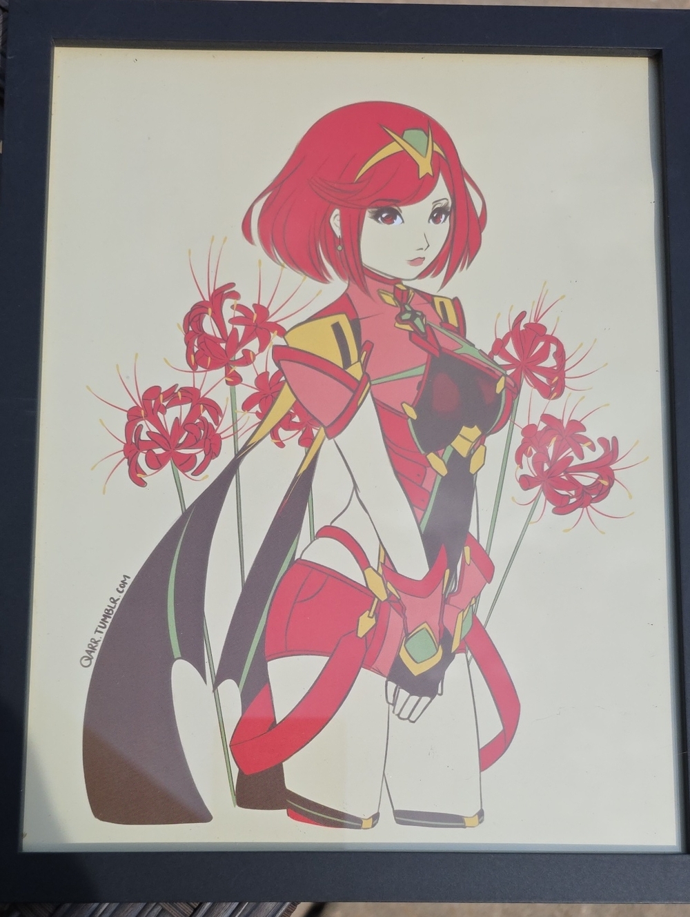 Vibrant Red Anime Character Art Print - Framed Home Art